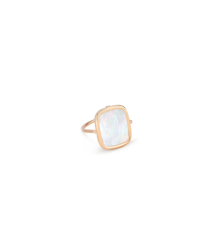 Bague Ginette NY Antique Ring or rose nacre blanche