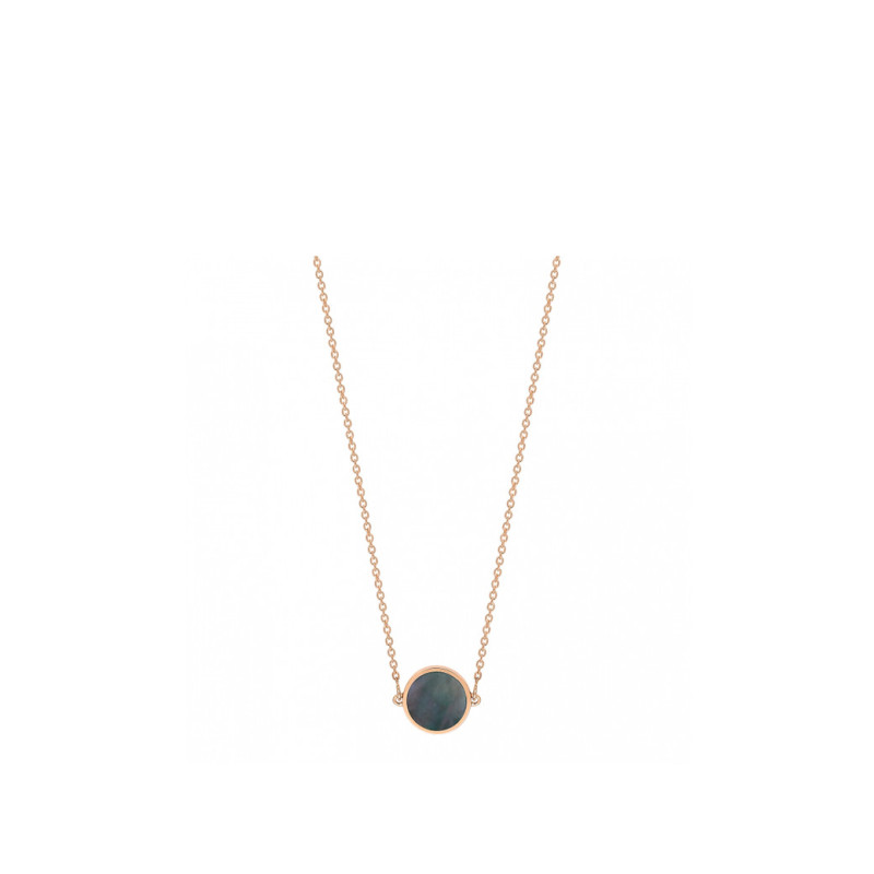 Collier Ginette NY Mini Ever Disc or rose nacre noire