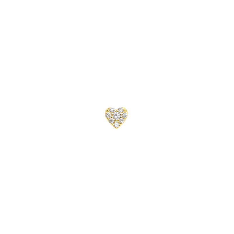 Piercing barre Djula cœur or jaune pavé diamants