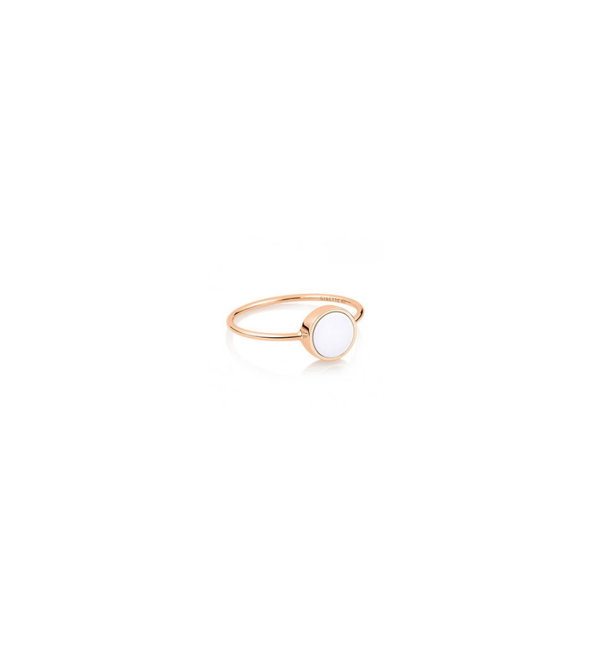 Bague Ginette NY Mini Ever Disc Ring or rose agate blanche