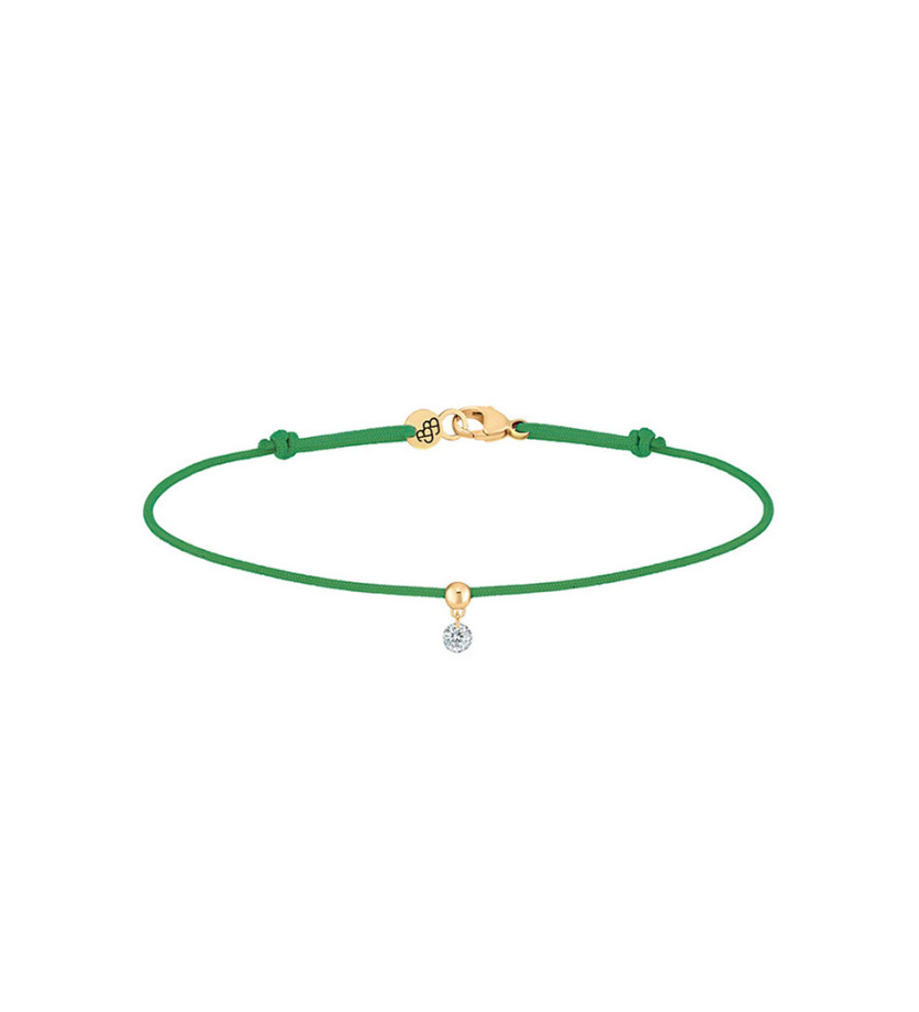 Bracelet La Brune et La Blonde cordon BB vert or jaune diamant