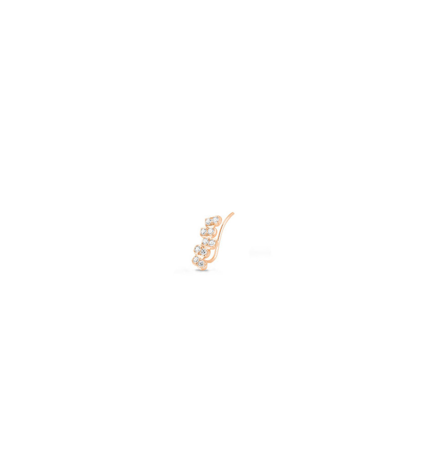 Boucle d'oreille Ginette NY Be Mine solo diamond strip or rose diamants (droite)