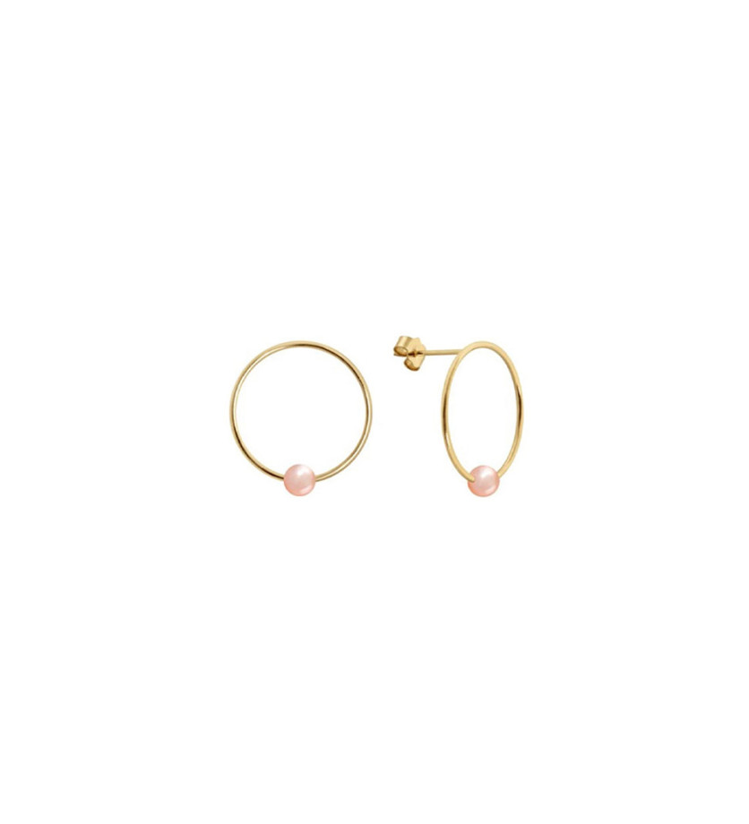 Boucles d'oreilles Claverin BO Ring or jaune perle rose