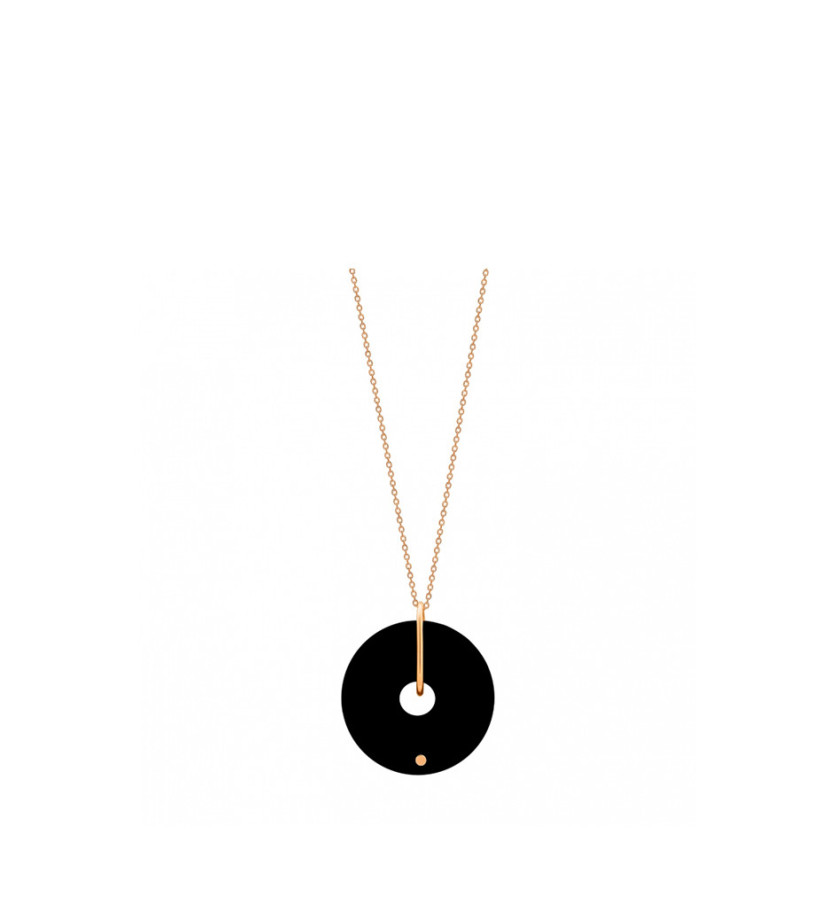 Collier Ginette NY Mini Donut on chain or rose onyx
