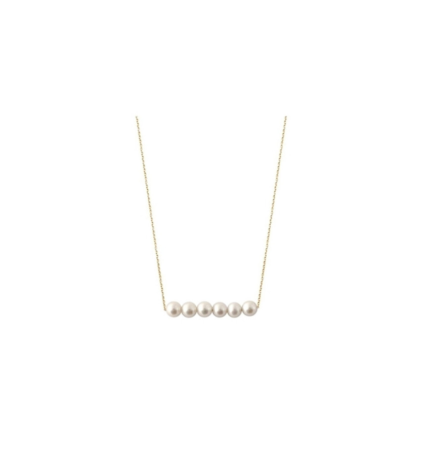 Collier Claverin Pearl Bar or jaune perles blanches