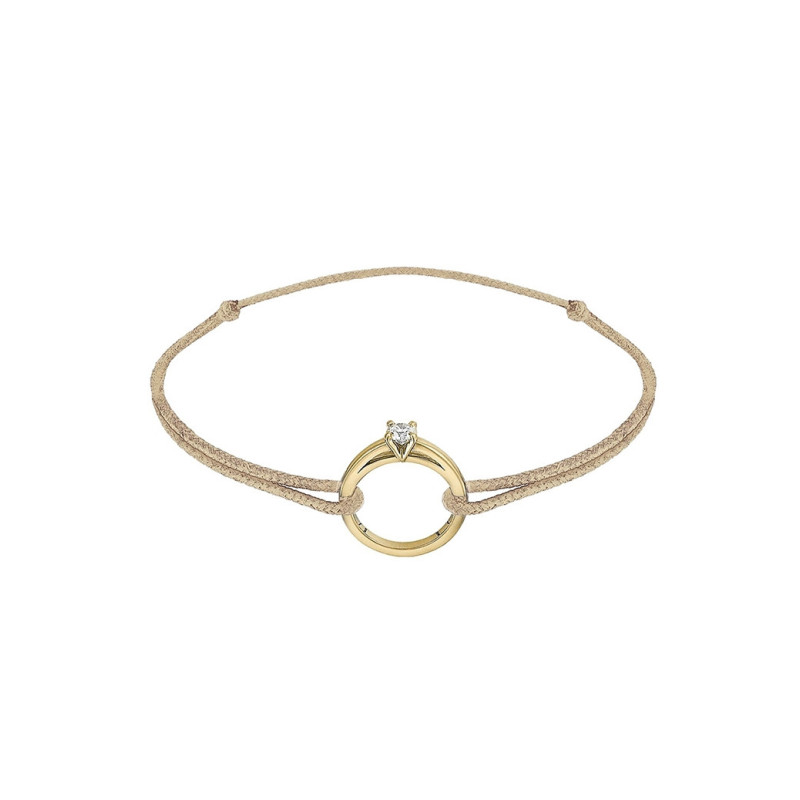 Bracelet Eakan Mia or jaune diamant sur cordon beige