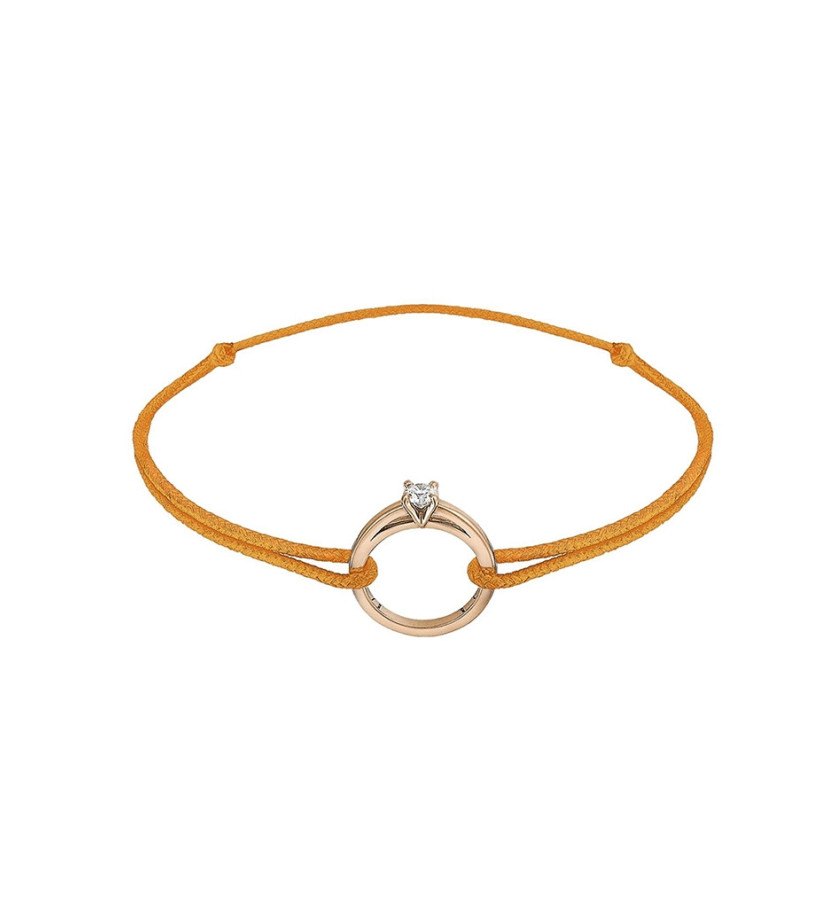 Bracelet Eakan Mia or rose diamant sur cordon orange