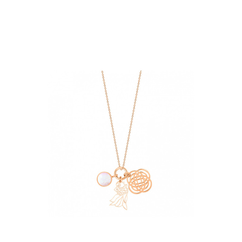 Collier Ginette NY Twenty 3 charms or rose nacre rose