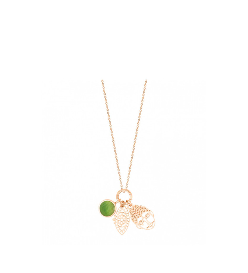Collier Ginette NY Twenty 3 charms or rose jade