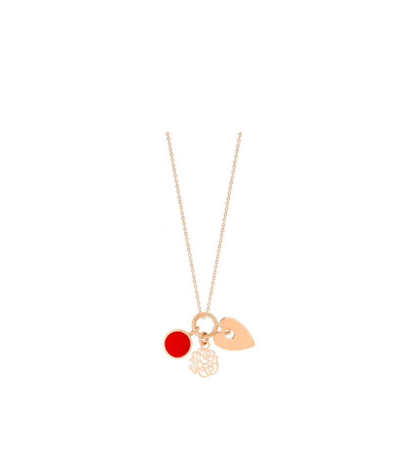 Collier Ginette NY Twenty 3 charms or rose coral