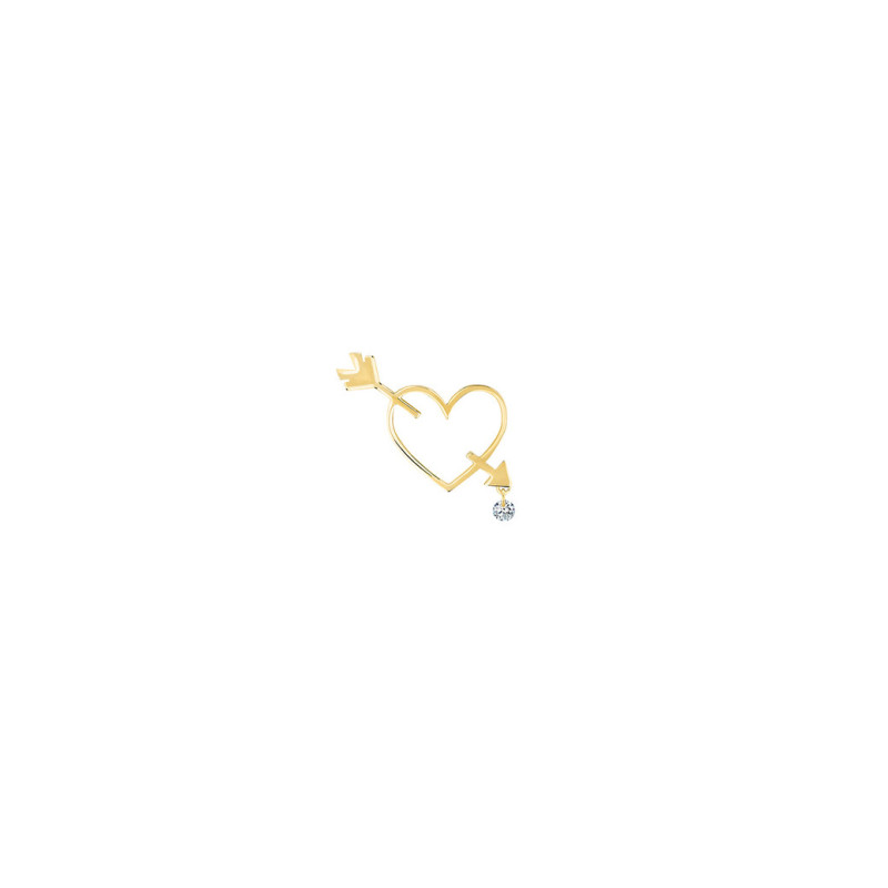 Pin's boucle d'oreille La Brune et La Blonde POP en plein coeur or jaune diamant