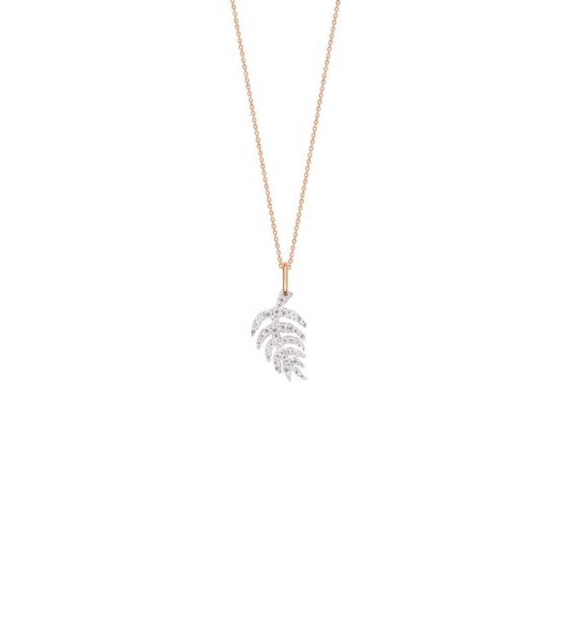 Collier Ginette NY Diamond Palms On Chain or rose et diamants