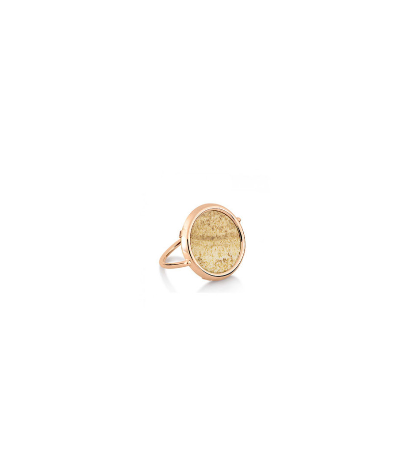 Bague Ginette NY Disc Ring or rose jaspe paysage