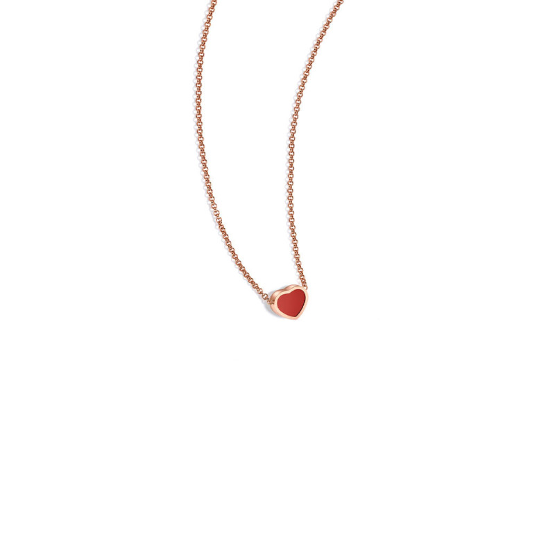 Collier Chopard My Happy Hearts or rose et cornaline