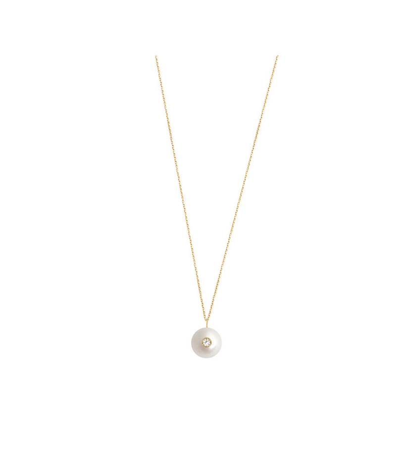 Collier Claverin Diamond Target or jaune, perle blanche et diamant