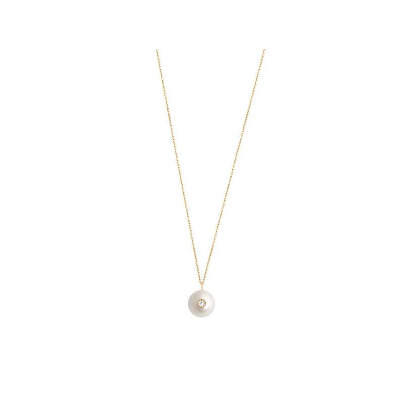 Collier Claverin Diamond Target or jaune, perle blanche et diamant