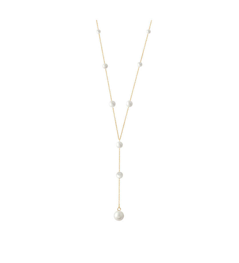 Collier Claverin Pearl Drop or jaune perles blanches