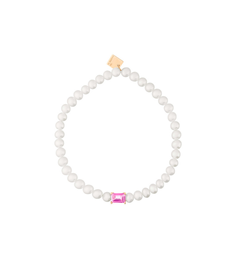 Bracelet Ginette NY Mini Cocktail Pearl and Pink Topaz