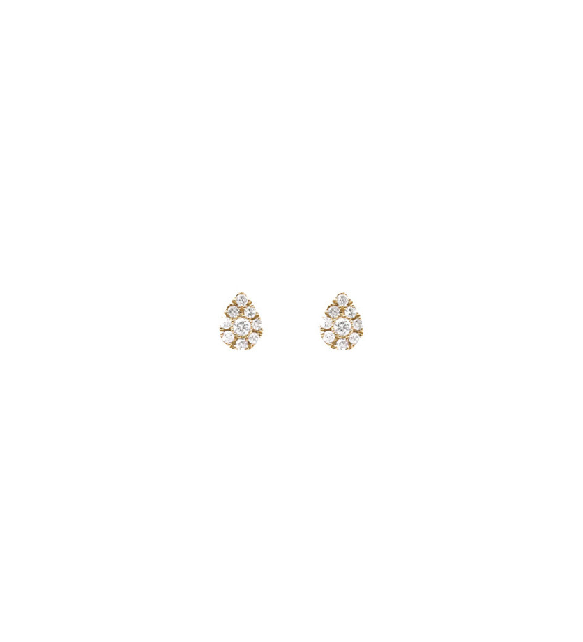 Boucles d'oreilles Djula or jaune mini poire diamants