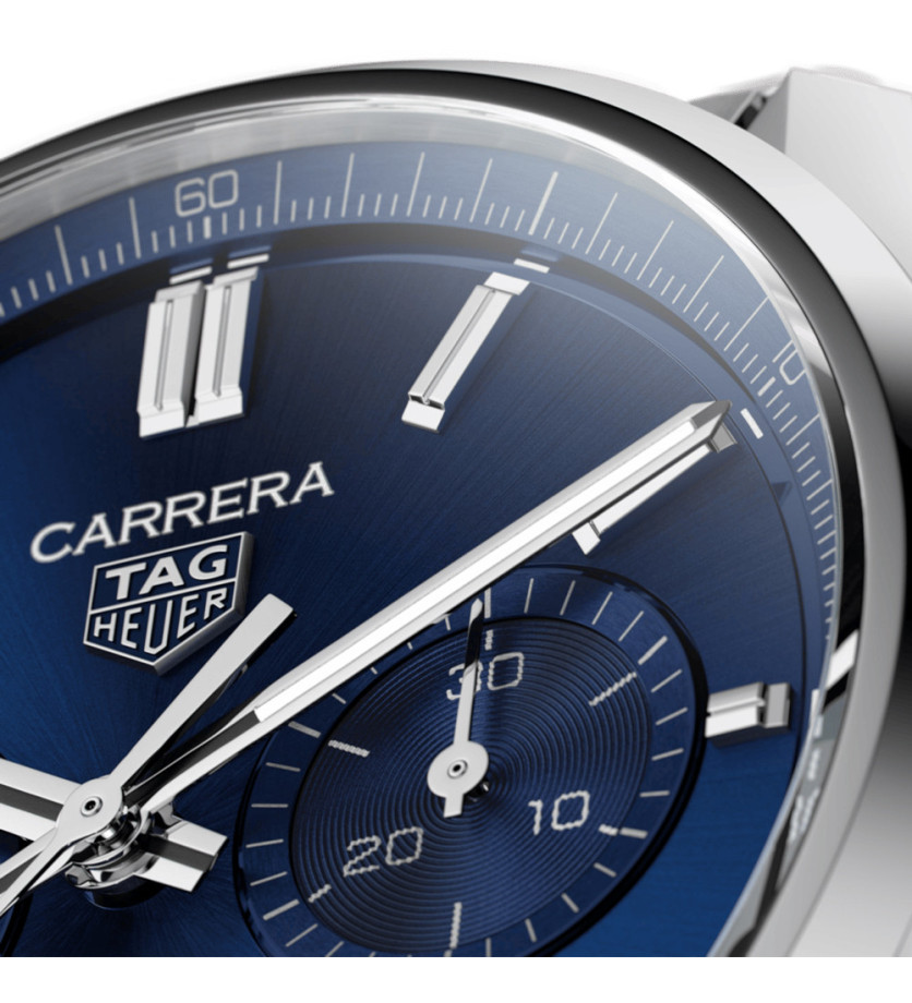 Montre TAG Heuer Carrera Chronographe Automatique Cadran bleu Bracelet acier acier 42 mm