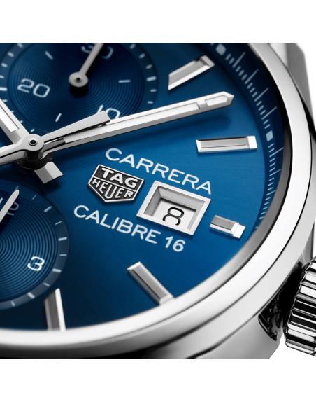 Montre TAG Heuer Carrera Chronographe Automatique Cadran bleu classique Bracelet en cuir d'alligator bleu 41 mm