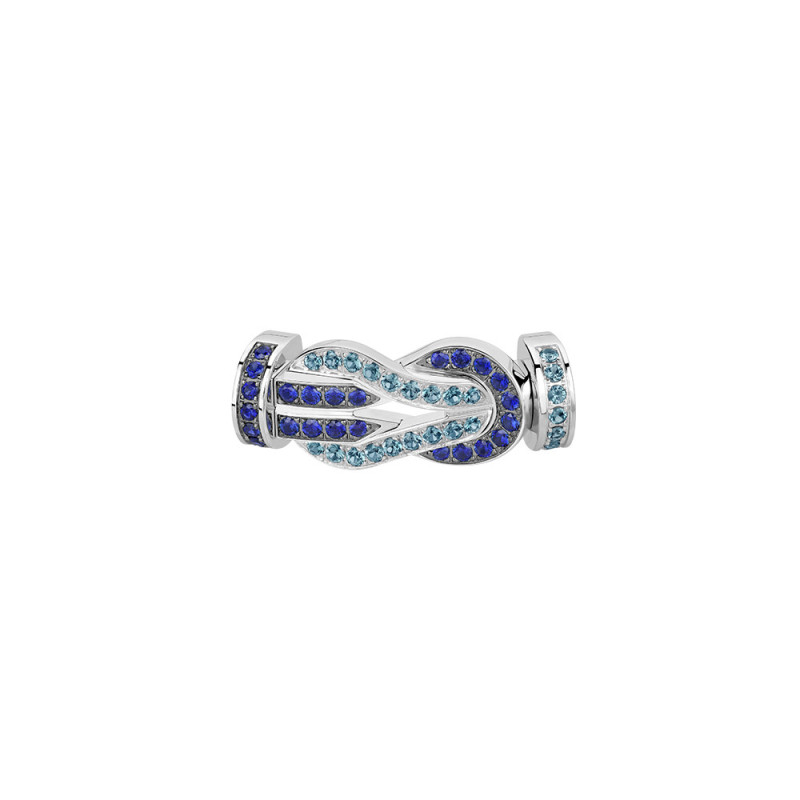 Boucle Fred Chance Infinie or blanc full pavé saphirs et topazes GM