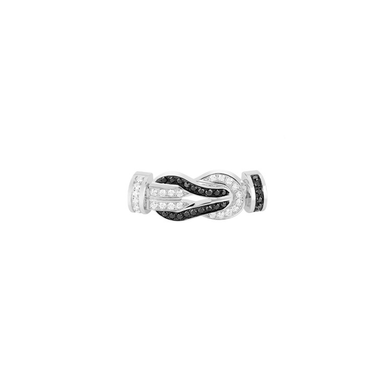 Boucle Fred Chance Infinie or blanc full pavé diamants noirs et blancs MM