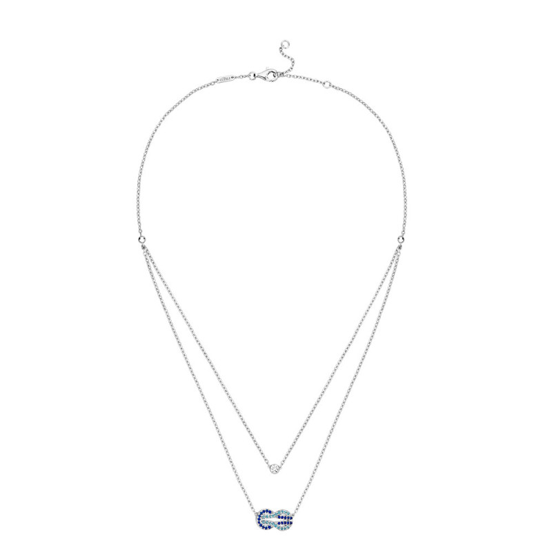 Collier Fred Chance Infinie or blanc pavé saphirs et topazes
