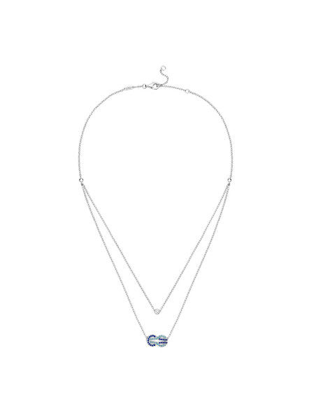 Collier Fred Chance Infinie or blanc full pavé saphirs, topazes et diamant MM