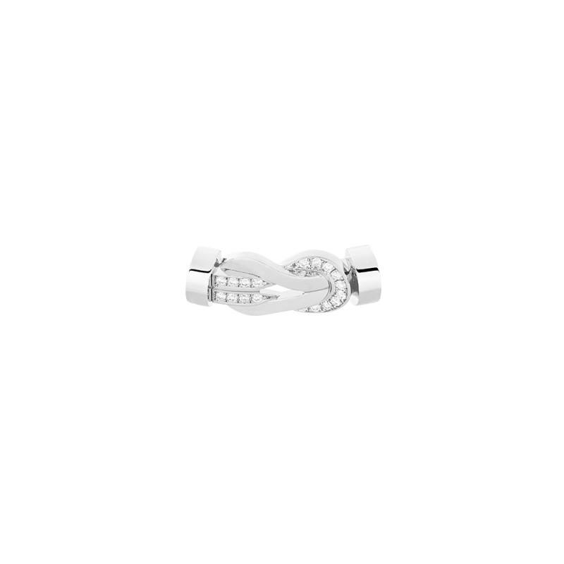 Boucle Fred Chance Infinie or blanc semi pavée diamants MM