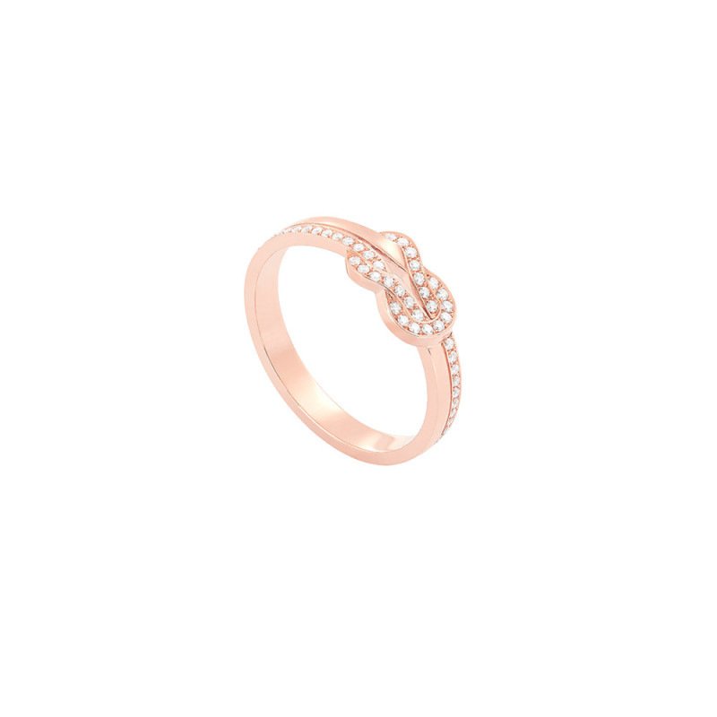 Bague Fred Chance Infinie or rose semi pavé diamants