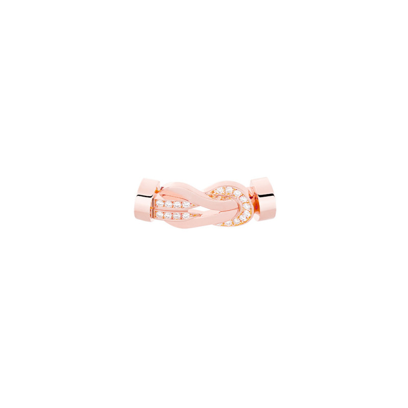 Boucle Fred Chance Infinie or rose semi pavé diamants MM