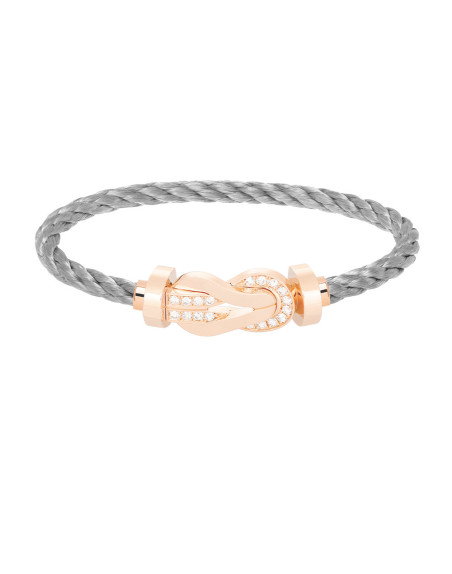 Boucle Fred Chance Infinie or rose semi pavé diamants GM