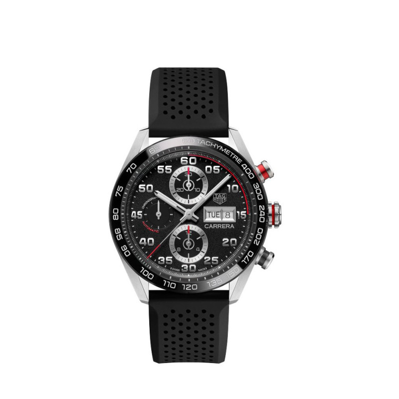 Montre Carrera Chronographe Automatique Bracelet caoutchouc noir Cadran noir 44mm