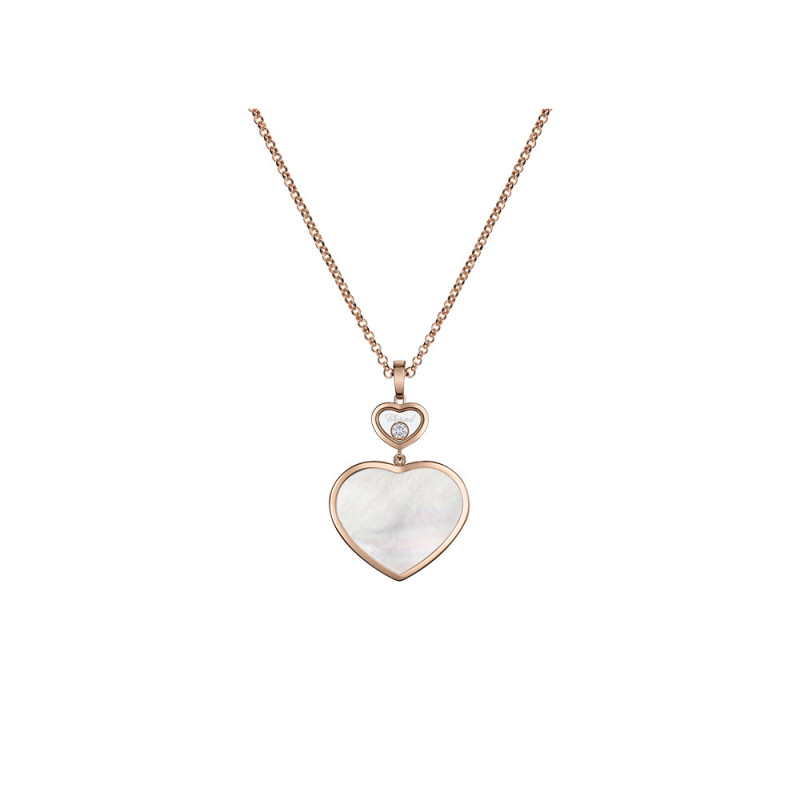 Pendentif Chopard Happy Hearts or rose diamant nacre blanche