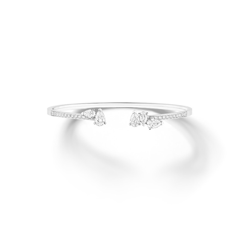 Bracelet jonc Repossi Serti sur Vide or blanc diamants
