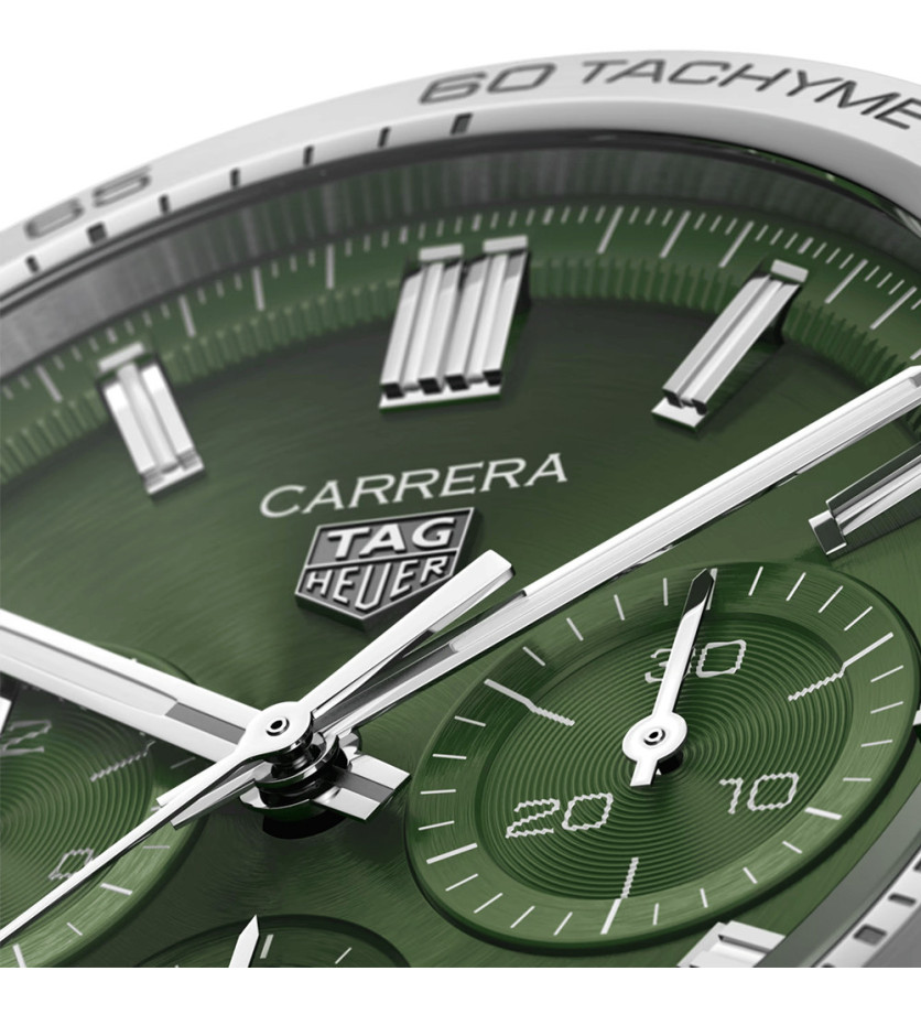 Montre TAG Heuer Carrera Chronographe Automatique Cadran vert Bracelet acier 44 mm