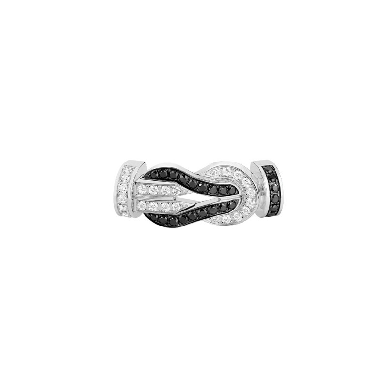 Boucle Fred Chance Infinie or blanc full pavé diamants noirs et blancs GM