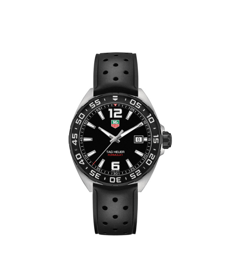 Montre TAG Heuer Formula 1 Quartz Cadran noir Bracelet en caoutchouc noir 41mm