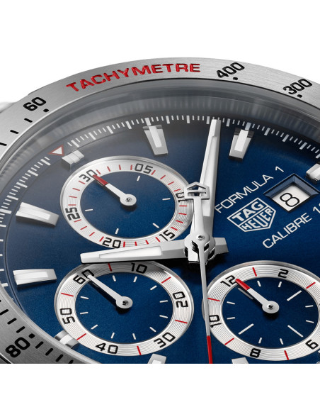 Montre TAG Heuer Formula 1 Chronographe Automatique Cadran soleillé bleu Bracelet en acier satiné et poli 44 mm