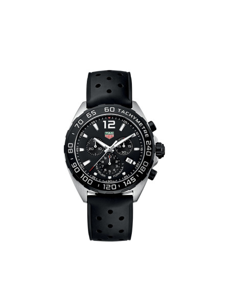 Montre TAG Heuer Formula 1 Chronographe à quartz Cadran acier noir Bracelet caoutchouc noir 43 mm