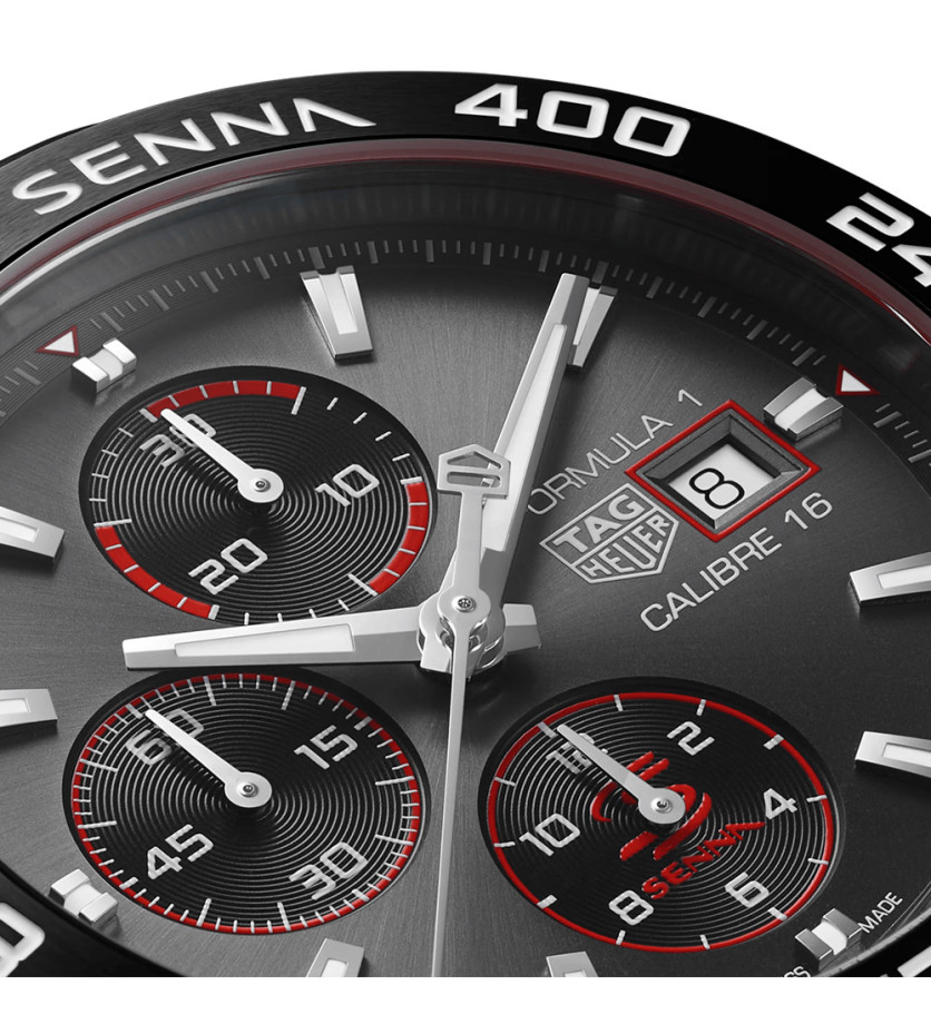 Montre TAG Heuer Formula 1 Senna Chronographe Cadran gris Bracelet acier 44mm