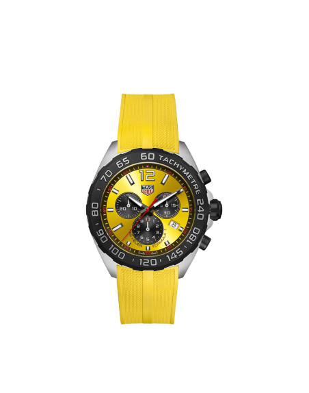 Montre TAG Heuer Formula 1 Chronographe à quartz Cadran jaune soleillé Bracelet caoutchouc 43mm
