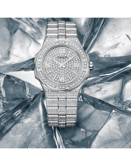 Montre Chopard Alpine Eagle Automatique Cadran or blanc et diamants Bracelet en or blanc entièrement serti de diamants 36mm