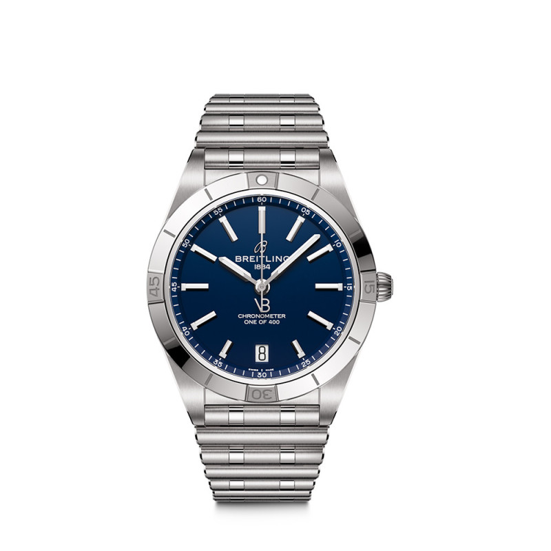 Montre Breitling Chronomat x Victoria Beckham automatique cadran bleu nuit bracelet rouleaux acier 36 mm