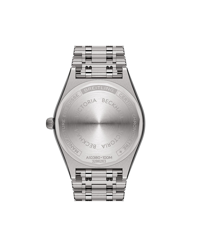 Montre Breitling Chronomat x Victoria Beckham automatique cadran gris bracelet rouleaux acier 36 mm
