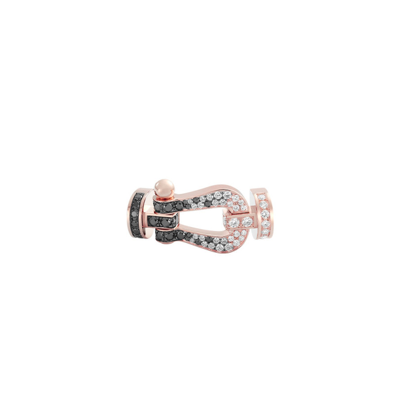 Manille Fred Force 10 or rose full pavé diamants noirs et blancs GM