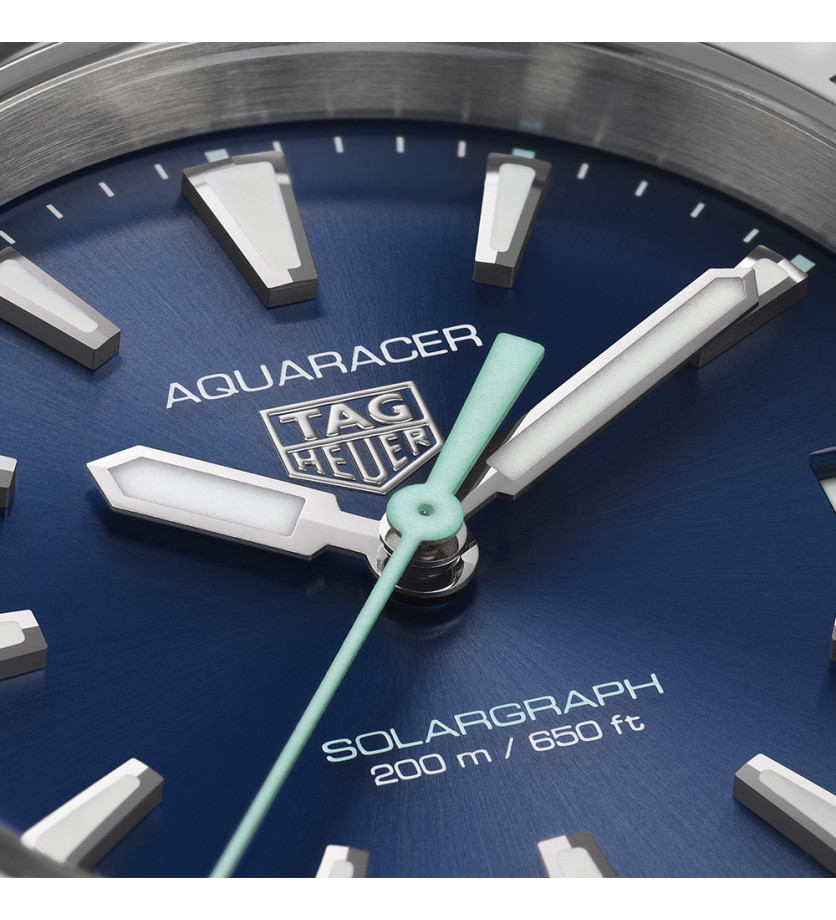 Montre Tag Heuer Aquaracer Professional 200 Solargraph quartz cadran bleu soleillé bracelet acier 34 mm