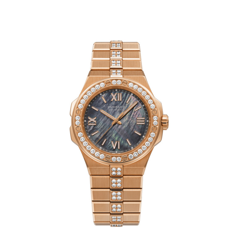 Montre Chopard Alpine Eagle XS automatique cadran nacre grise bracelet or rose diamants 36mm