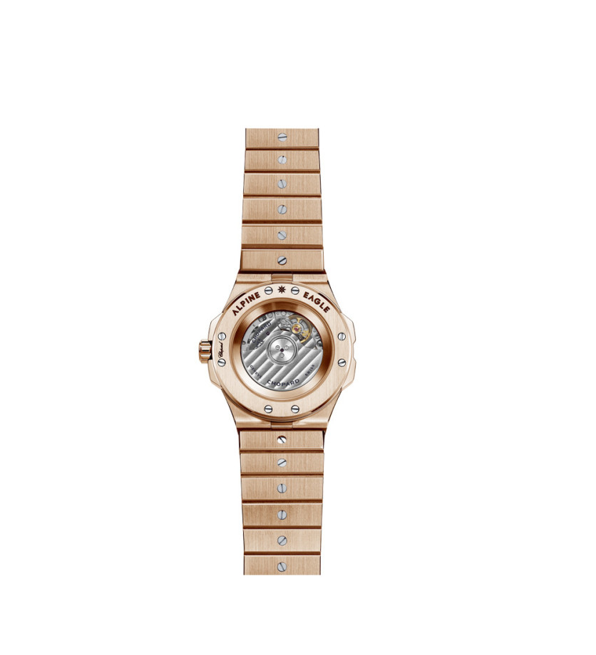 Montre Chopard Alpine Eagle XS automatique or rose cadran nacre grise bracelet or rose diamants 36mm